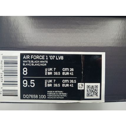 Size 8 - Nike Air Force 1 '07 LV8 40th Anniversary - White Black