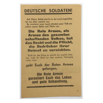 Original WW2 Russian/Soviet Air Drop Propaganda Leaflet. - Code 988. - 1942.