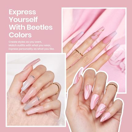 Beetles Gel Nail Polish Kit with Uv Light 48W Led Nail Lamp 6 Colors Nude Gray P