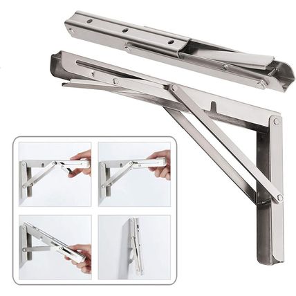 CLT 20'' Folding Shelf Brackets Max. Load 550 Lb, Heavy Duty Stainless Steel DIY
