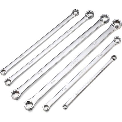 6-Piece Extra Long Double Box End Wrench Set Chrome Vanadium Steel Aviation Wren
