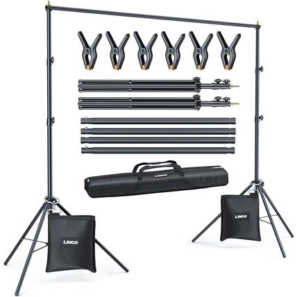 LINCO Backdrop Stand for Parties Kit 10X7 Ft Adjustable Back Drop Photography St