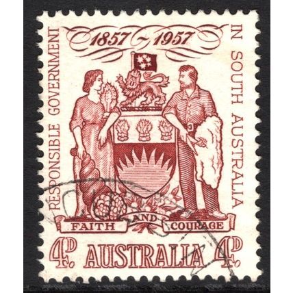 AUSTRALIA 1957: CENTENARY OF RESPONSIBLE GOVT IN SOUTH AUSTRALIA - 4d USED (G1)