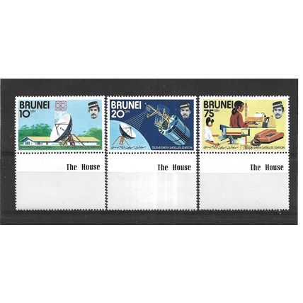 Brunei.Telisai Earth Satellite Station set of 3.Mounted Mint.Aug25
