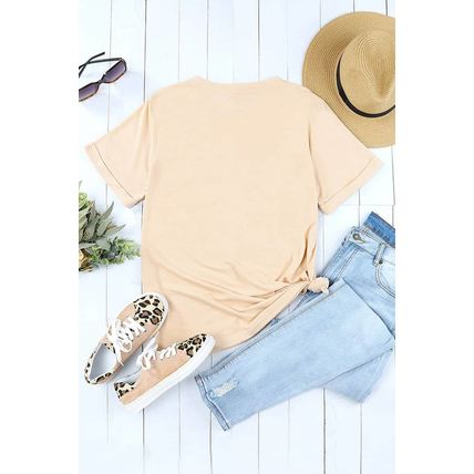 Khaki Western Poker Cards Graphic Print Short Sleeve T Shirt