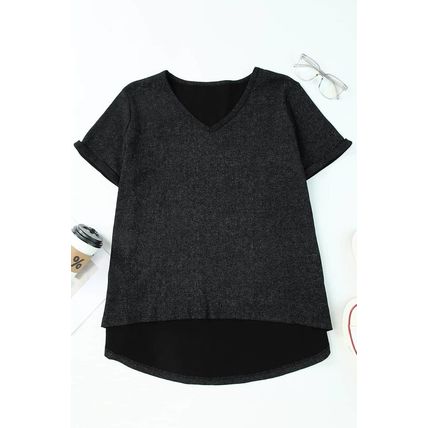 Gray High Low Cuffed Tee