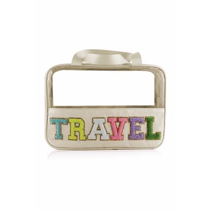 Parchment TRAVEL Chenille Letter Clear PVC Makeup Bag