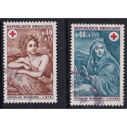 France 1969 SG 1853-4 Used Red Cross/Semi-postal (D-458 (2))