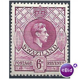 Swaziland 1944 SG34b 6d Reddish-Purple P13.5x14 M/Mint