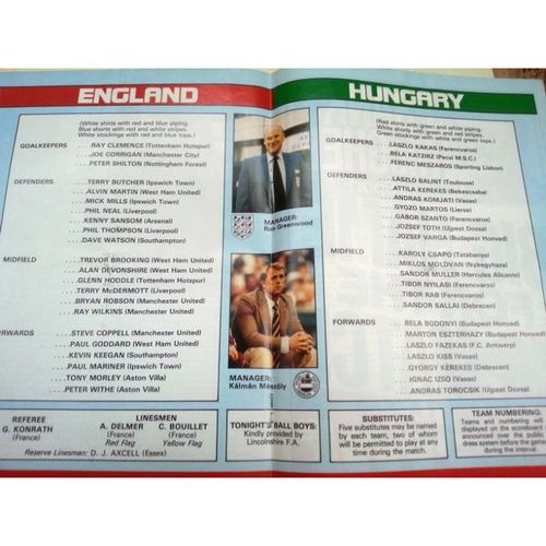 England v Hungary World Cup Qualifying Football Programme 18/11/1981