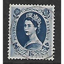 GREAT BRITAIN 1955 SG556 QEII ED CROWNS 1s 6d GREY BLUE FINE USED #9