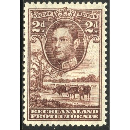 Bechuanaland 1938 - SG121 - KGV 2d brown - Baobab Tree & Cattle Drinking - MH