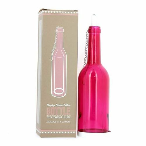 Hanging Tea Light Holder Pink Decorative Candle Bottle