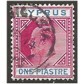 Cyprus 1904 SG64 1pi Carmine & Blue Fine Used . .. .