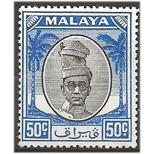 Perak 1950 SG145 50c Black & Blue Mounted Mint . .. .