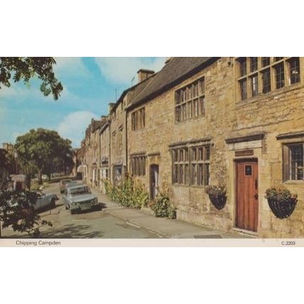 Blue Telephone Box at Chipping Campden 1970s Gloucester Postcard