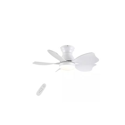 YUHAO 30 in. Indoor/Outdoor Integrated LED Light Flush Mount White Fan w/ Remote
