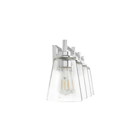 H B Wakefield 31 in. 4-Light Chrome Modern Vanity Light with Clear Glass Shades