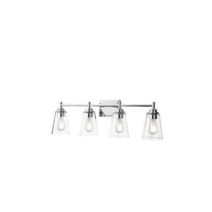 H B Wakefield 31 in. 4-Light Chrome Modern Vanity Light with Clear Glass Shades