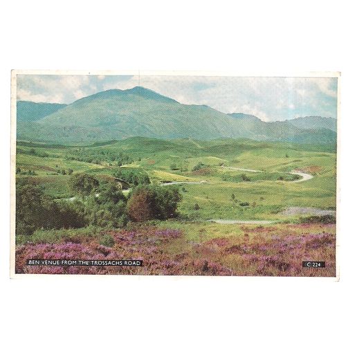 BEN VENUE FROM THE TROSSACHS ROAD unused vintage postcard A.D.Henderson Ltd.. =