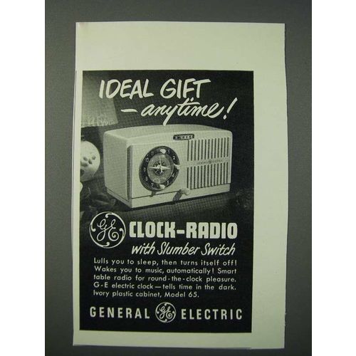 1949 General Electric Clock-Radio Model 65 Ad - Ideal Gift Anytime
