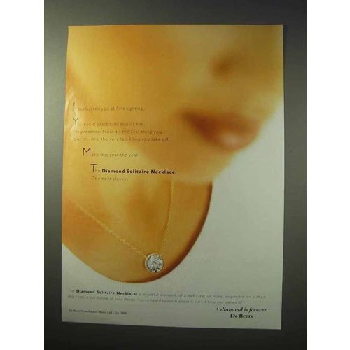 1997 De Beers Diamond Solitaire Necklace Ad