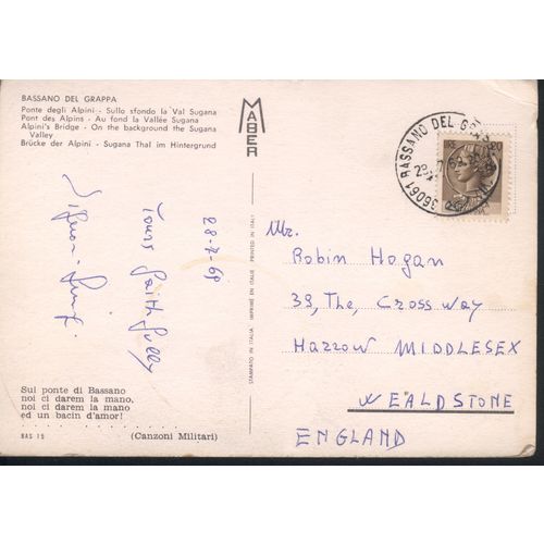 Italy Postcard 1969 - Bassano Del Grappa - Alpini's Bridge
