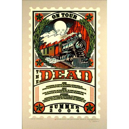 2004 THE GRATEFUL DEAD SUMMER TOUR TRAIN STAMP 04 CONCERT POSTER GORGE NY CA CO