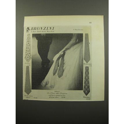 1950 Bronzini Ties Advertisement - Architect, Choir, Pompeian, Renaissance