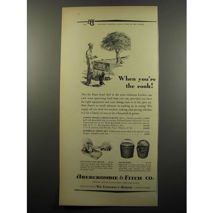 1950 Abercrombie & Fitch Ad - Broil-O-Kart Grill, Apron, Sheck-Em Clam Opener