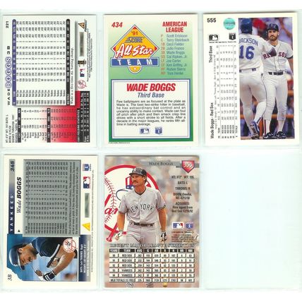 Wade Boggs 5x card lot