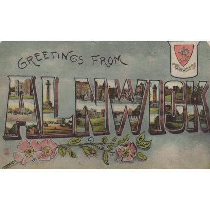 Greetings From Alnwick Northumberland WW1 Big Letters Postcard