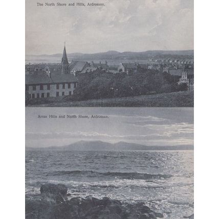 Ardrossan North Shore Rough Sea Aerial 2x Antique Scottish Postcard s