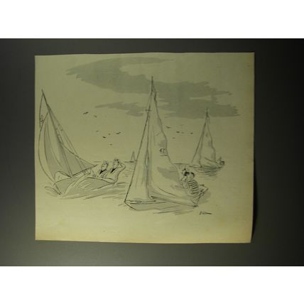1953 Cartoon by Bernard Wiseman - Sail Boats