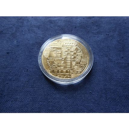 GOLD PLATED 1 OUNCE BITCOIN.