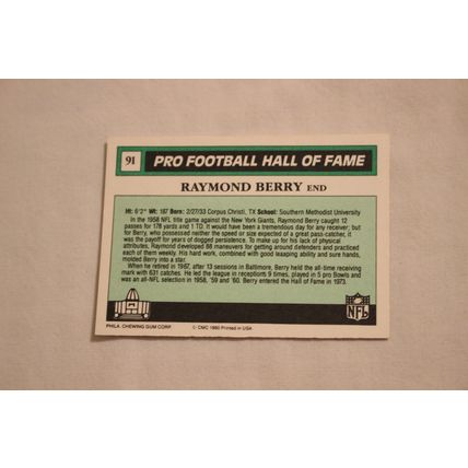 Raymond Berry 1990 Swell Pro Football Hall of Fame NO. 91