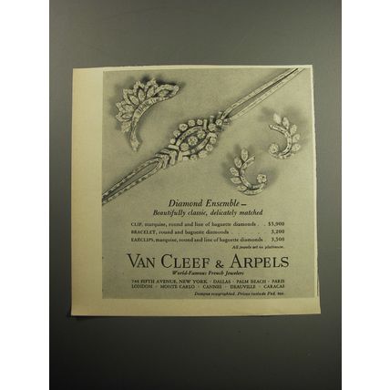 1957 Van Cleef & Arpels Jewelry Advertisement - Diamond ensemble