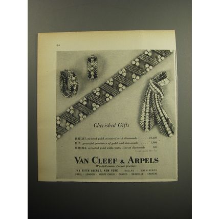 1957 Van Cleef & Arpels Jewelry Advertisement - Cherished gifts