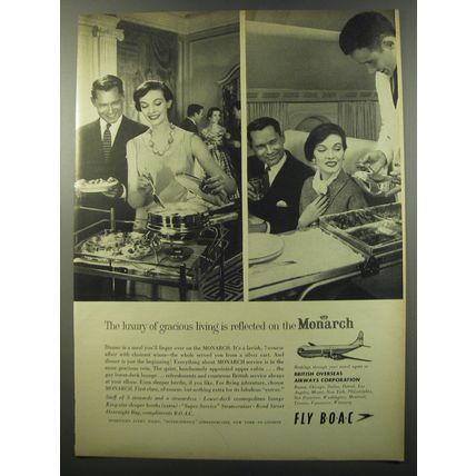 1955 BOAC Airways Advertisement - luxury of gracious living reflected on Monarch