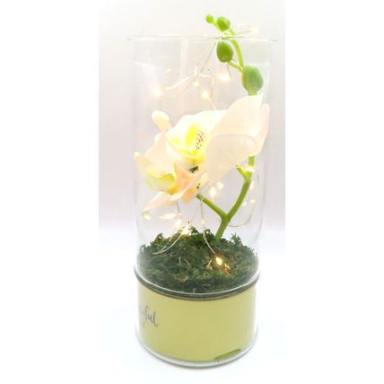 Wonderful Mum LED Tube Light with Faux Pink Flowers Glass LED 20 CM Gift Home