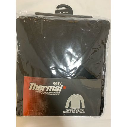 Winter Long Sleeve Thermal Micro Fibre Fleece Top Black XLarge Chest 44-46IN