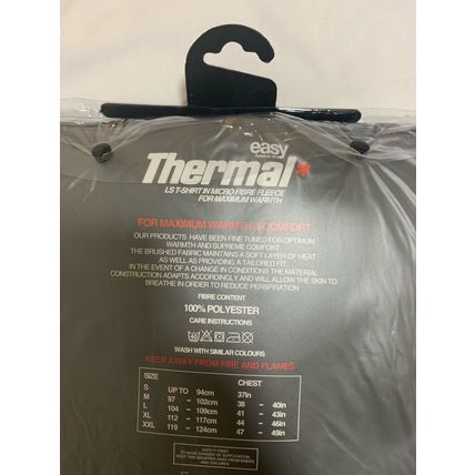 Winter Long Sleeve Thermal Micro Fibre Fleece Top Black XLarge Chest 44-46IN