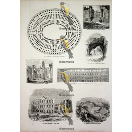 Amphitheatres, Tunis, Ephesus, Rome, Book Illustration (Print), 1850