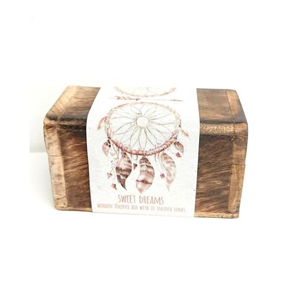Dream Catcher Design Incense Cone Gift Set Wooden Chest Box with Incense Cones