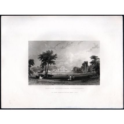 LOWTHER CASTLE & PARK, WESTMORLAND 1858 William Le Petit Thomas Allom ENGRAVING
