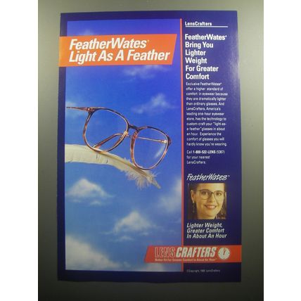 1993 LensCrafters FeatherWates Glasses Advertisement