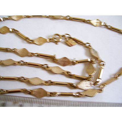 signed Sarah Coventry Necklace Bar & Flat Link Opera Length 40" Vintage Chain
