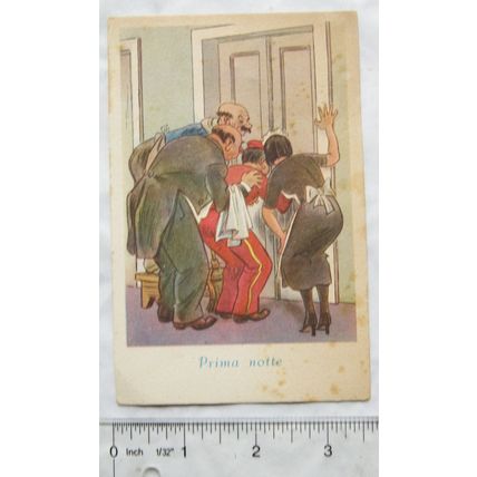 vintage Italian Comic Postcard - Prima Notte