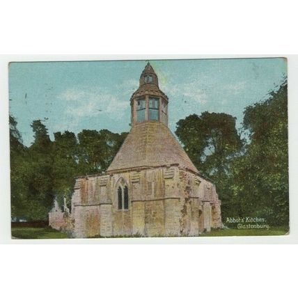 POSTCARD Abbot's Kitchen Glastonbury with 1909 CHELSEA S.W. Krag Postmark
