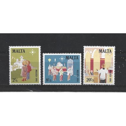 Malta.1981 Christmas set of 3.Mounted Mint.May25